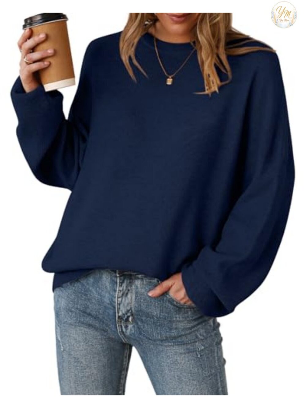 Wool Blend Oversized Crewneck Pullover Sweater